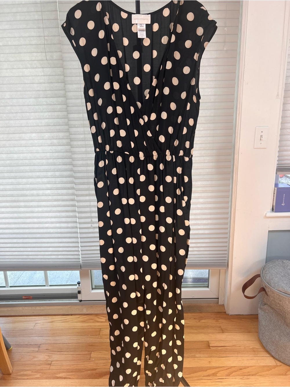 Corey Lynn Calter Black Polka Dot Jumpsuit Size L